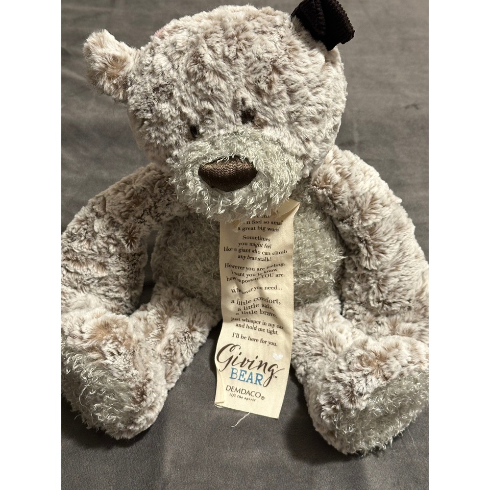 DEMDACO Giving Bear Plush Weighted Stuffed Animal Taupe Cream 16 inch